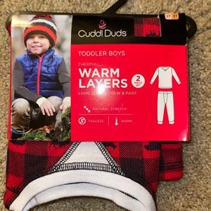 Cuddle duds, thermal layers, Buffalo plaid pattern,  size 2T/3T